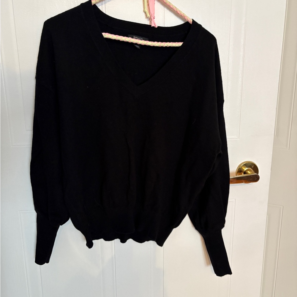 RW&CO Black V-Neck Sweater
